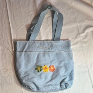 Life Is Good Light Blue Tote with Floral Accents